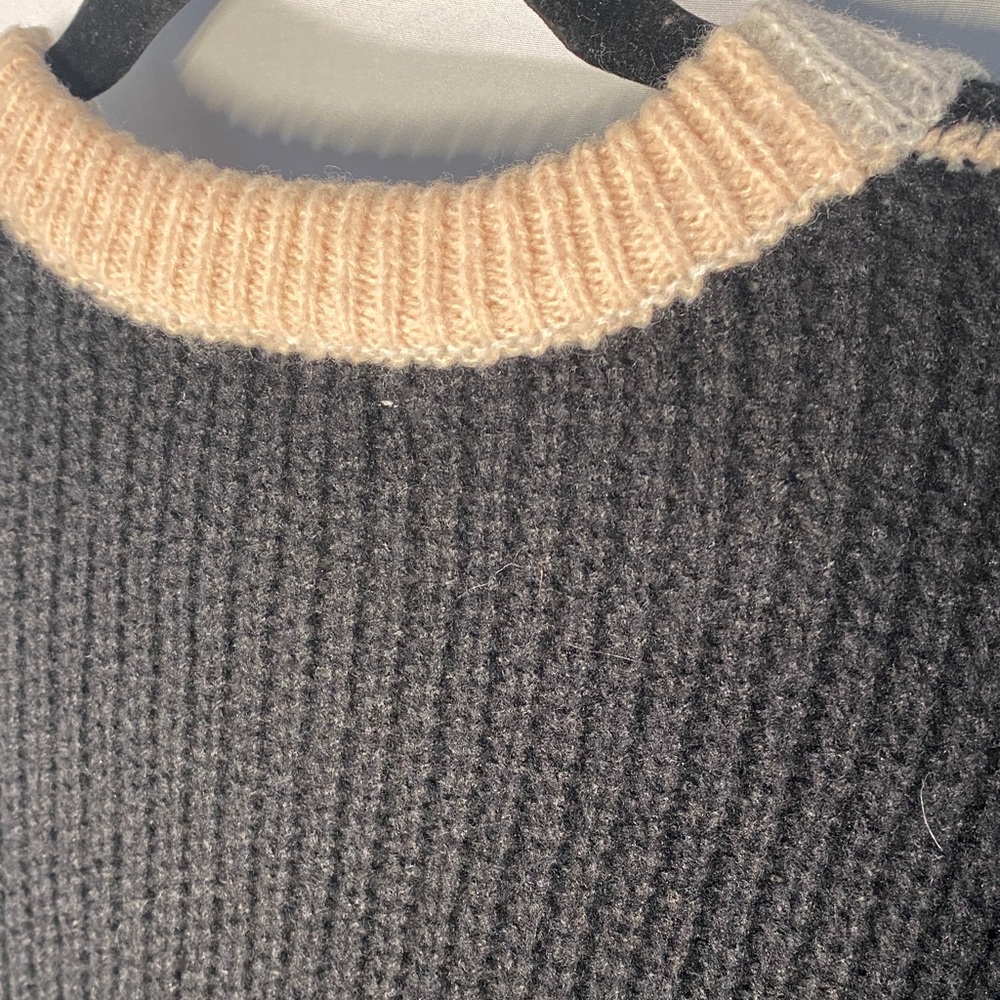 BiBi Patchwork Leopard Cable Knit Sweater Denim S… - image 11